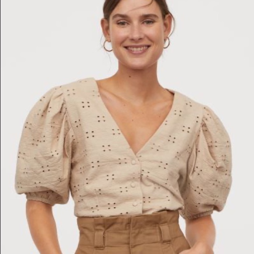 H&M Eyelet top with Puff Sleeve